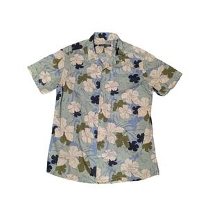 Slate & Stone Shirt Mens M Green Floral Tropical Short Sleeve Button Down Camp